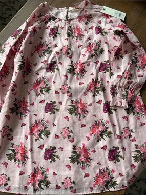 Love Shack Fancy Pink Floral Long Sleeve Tunic Dress